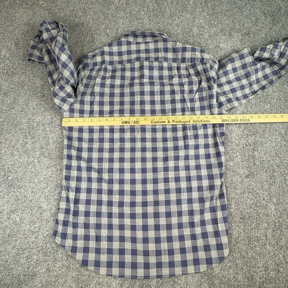 J. Crew Shirt Mens M Blue Gray Gingham Button Classic Preppy Minimalist Academia